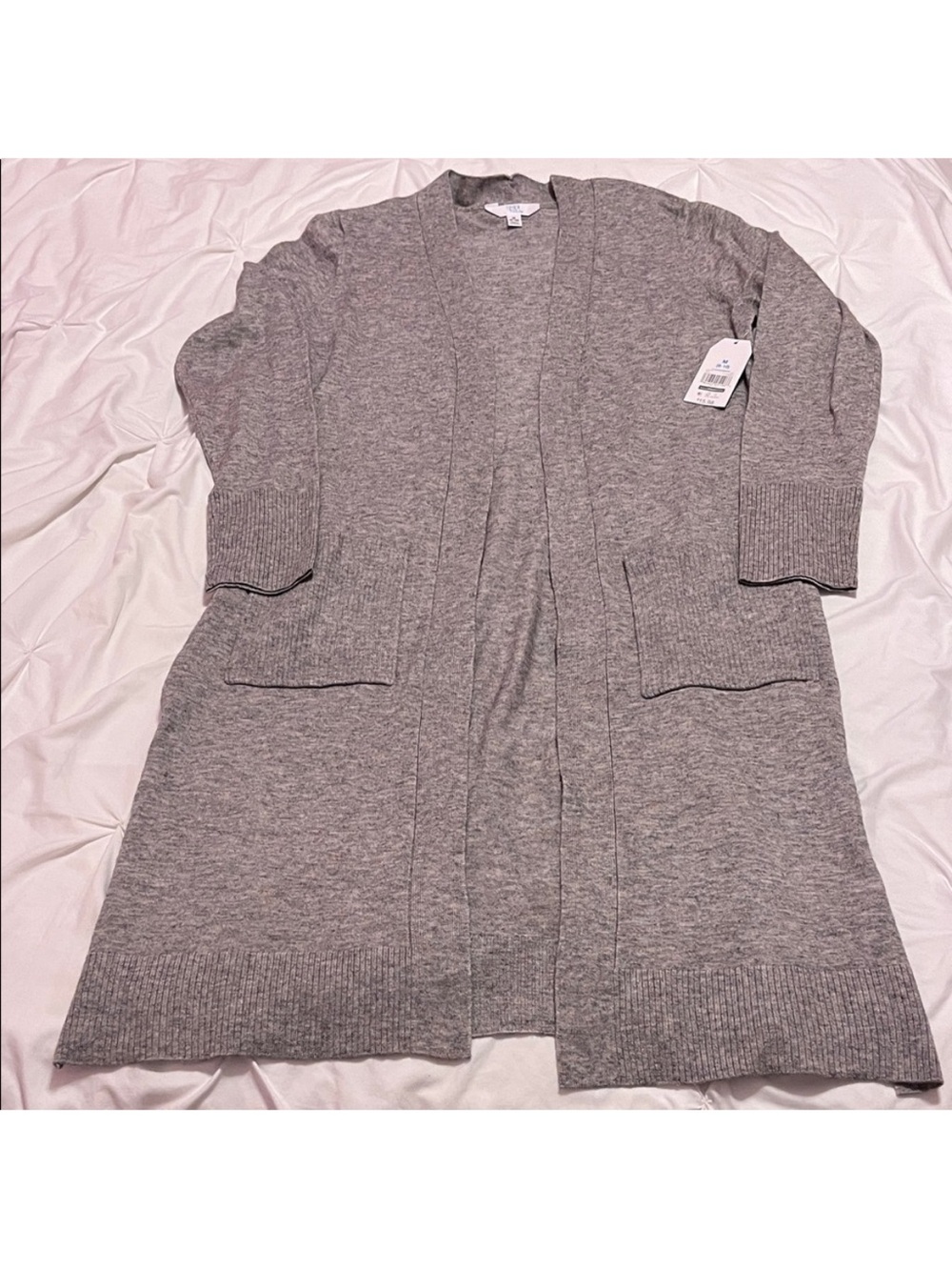 Gray Open-Front Longline Women's Cardigan Sweater
